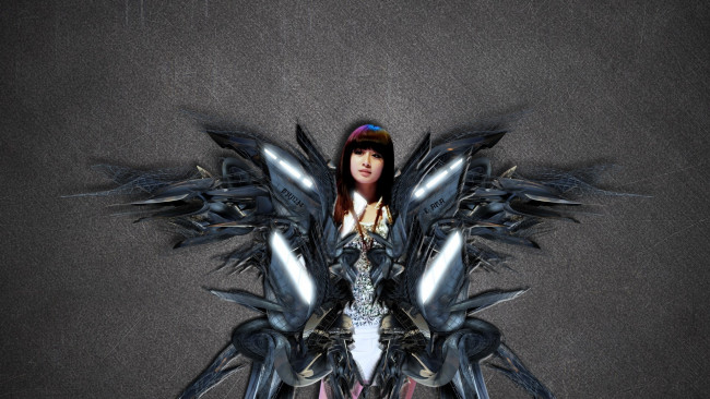 Обои картинки фото разное, компьютерный дизайн, робот, костюм, девушка, азиатка