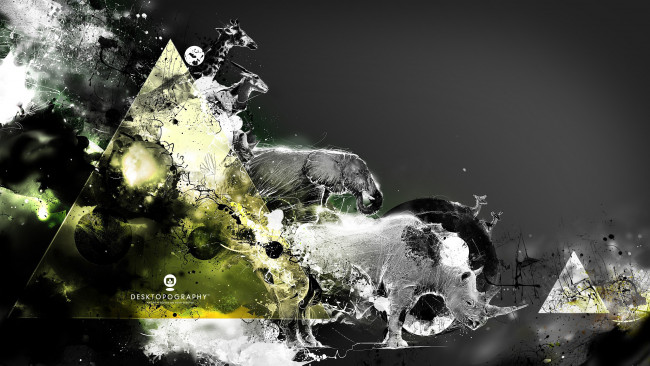 Обои картинки фото разное, компьютерный дизайн, шары, треугольники, животные