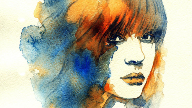 Обои картинки фото рисованное, люди, девушка, лицо, краски