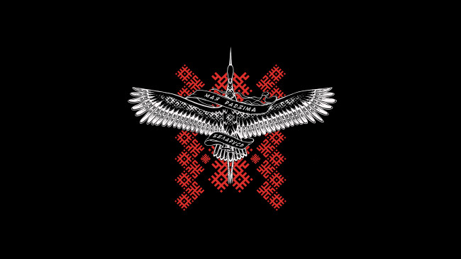 Обои картинки фото рисованное, минимализм, бусел, беларусь, орнамент, аист