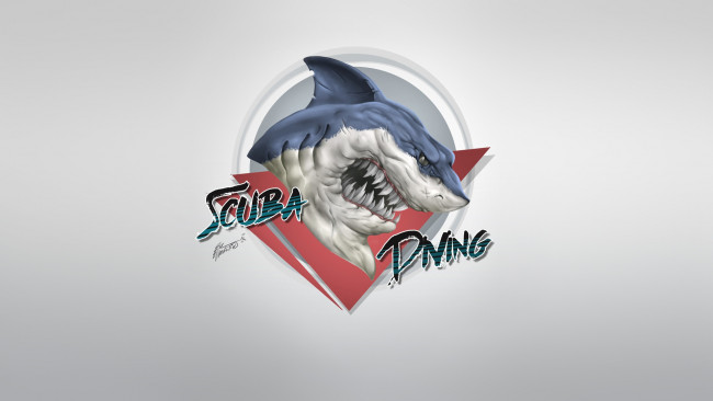 Обои картинки фото рисованное, минимализм, creatures, science, fiction, characters, illustration, fantasy, shark, фон, акула, стиль