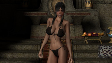 Картинка 3д+графика люди+ people девушка фон взгляд фрукты