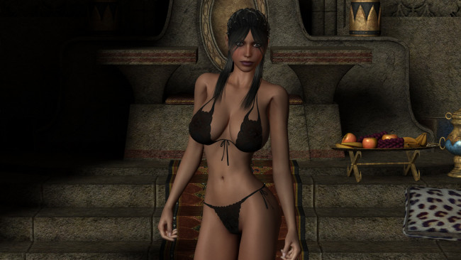 Обои картинки фото 3д графика, люди , people, девушка, фон, взгляд, фрукты