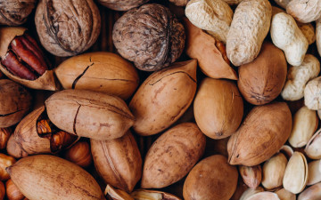 Картинка еда орехи +каштаны +какао-бобы арахис грецкие фисташки ассорти