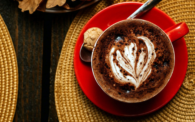 Обои картинки фото еда, кофе,  кофейные зёрна, печенье