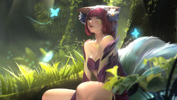Картинка видео+игры league+of+legends ahri хвосты бабочка природа
