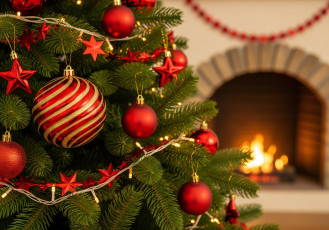 обоя праздничные, ёлки, новогодняя