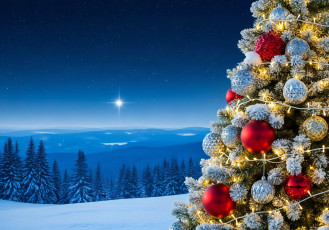 обоя праздничные, ёлки, новогодняя