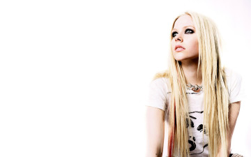обоя музыка, avril lavigne, певица, блондинка, футболка