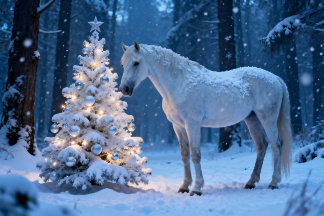 Обои картинки фото праздничные, - разное , новый год, лошадь, новый, год