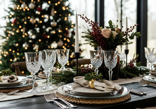 Обои картинки фото праздничные, сервировка, новогодняя