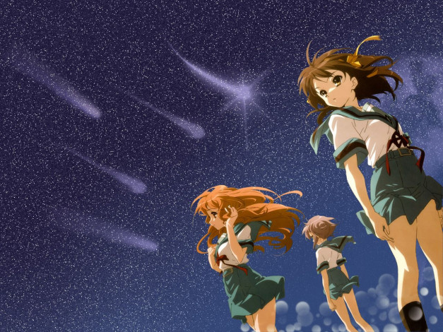 Обои картинки фото аниме, the, melancholy, of, haruhi, suzumiya