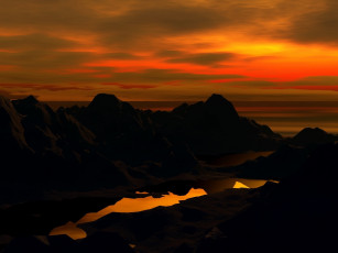 Картинка 3д графика nature landscape природа закат