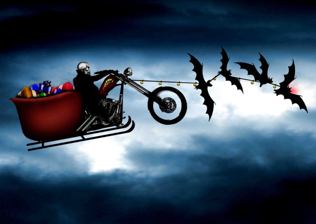 Обои картинки фото фэнтези, нежить, мотосани, летучие, мыши, смерть, подарки
