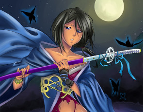 Картинка аниме bleach девушка меч kuchiki rukia