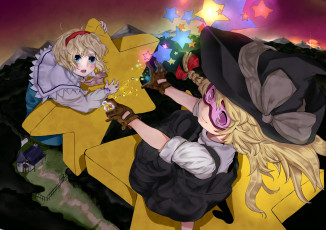 Картинка аниме touhou alice margatroid kirisame marisa
