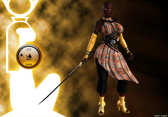 Картинка 3д+графика fantasy+ фантазия меч символ девушка ханаан