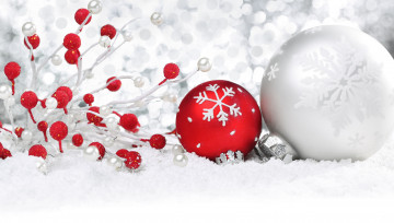 Картинка праздничные шарики снег украшение