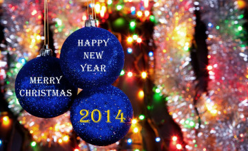 Картинка праздничные шарики гирлянда мишура украшения ёлка огни поздравления