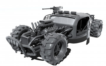 Картинка 3д+графика modeling+ моделирование колеса рама пулемет