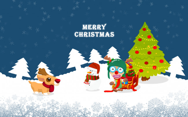 Обои картинки фото праздничные, векторная графика , новый год, снеговик