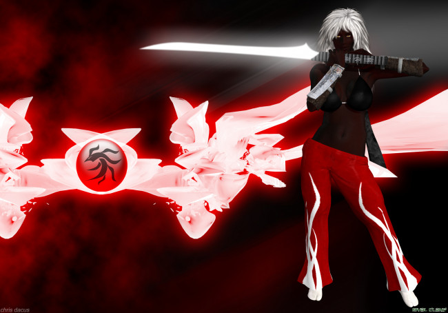 Обои картинки фото 3д графика, fantasy , фантазия, ханаан, меч, символ, девушка