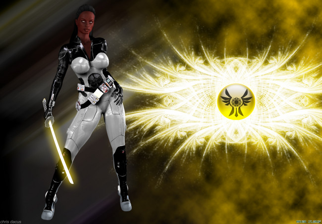 Обои картинки фото 3д графика, fantasy , фантазия, меч, девушка, символ, ханаан