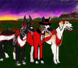 Картинка рисованное животные +сказочные +мифические лето собаки взгляд