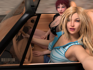 Картинка 3д+графика люди+ people взгляд фон автомобиль девушки