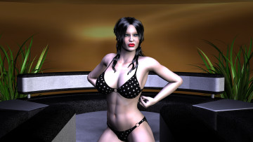 Картинка 3д+графика люди+ people растение фон взгляд девушка