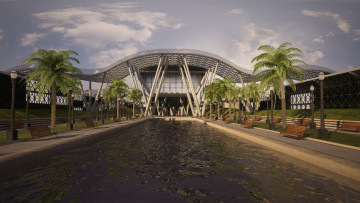 Картинка 3д+графика реализм+ realism облака небо бассейн пальмы