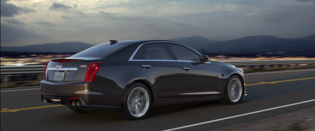 Обои картинки фото автомобили, cadillac, cts-v, 2016г, темный