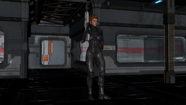 Обои картинки фото 3д графика, фантазия , fantasy, фон, оружие, девушка, взгляд