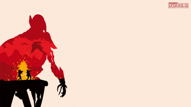 Обои картинки фото рисованное, кино, general, grievous, revenge, of, the, sith, episode, iii, star, wars, фон, лава, битва, obi-wan, kenobi, anakin, skywalker