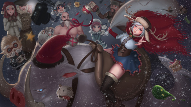 Обои картинки фото видео игры, league of legends, звери, девушка, tagme, sejuani, league, of, legends, annie, eliskalti, снегурочка