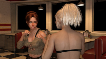 обоя 3д графика, люди , people, взгляд, девушки, фон