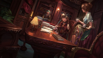 Картинка аниме город +улицы +интерьер +здания девушки