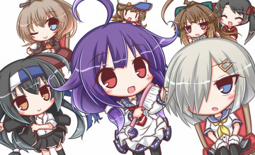 Картинка аниме kantai+collection девушки фон взгляд