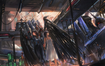 Картинка аниме ангелы +демоны девушка арт