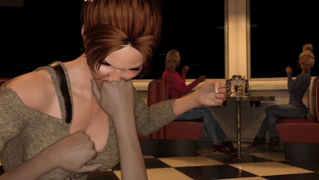 Обои картинки фото 3д графика, люди , people, фон, взгляд, девушки