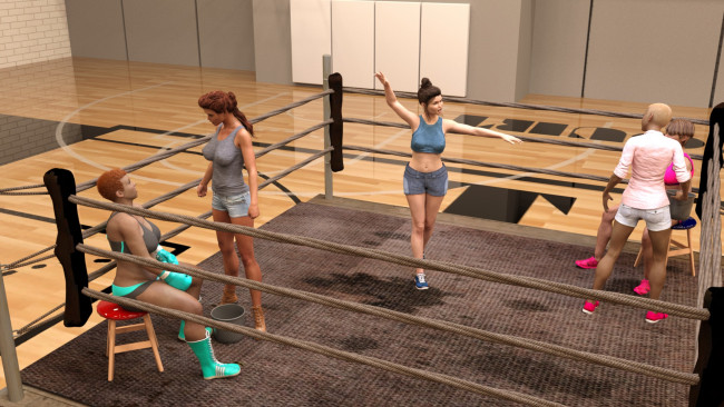 Обои картинки фото 3д графика, спорт , sport, девушки, бокс, взгляд, фон