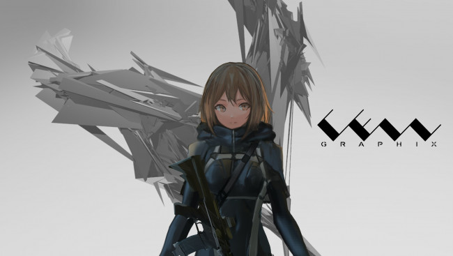 Обои картинки фото аниме, оружие,  техника,  технологии, девушка, арт