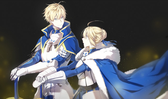 Обои картинки фото аниме, fate, stay night, двое