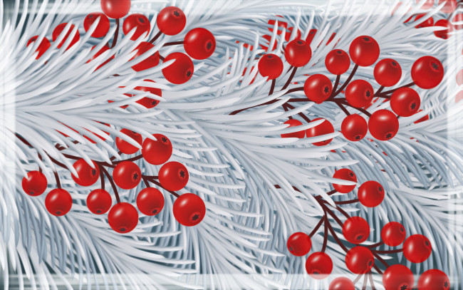 Обои картинки фото векторная графика, природа , nature, ветка, настроение, елка, рябина, иголки, фон, Ёлка