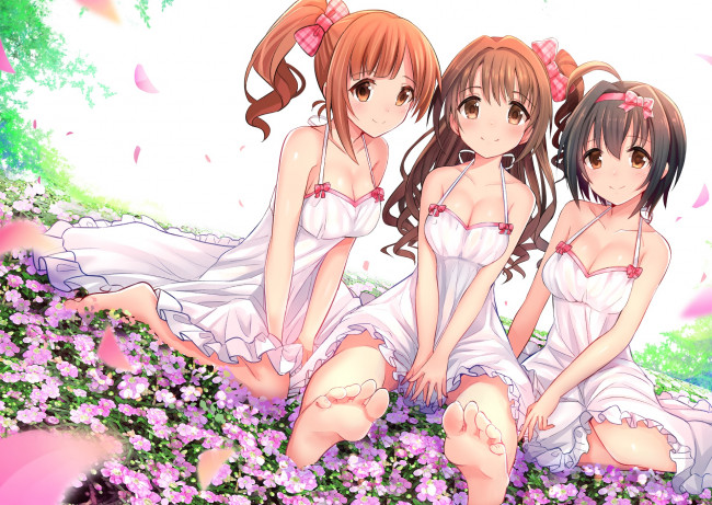 Обои картинки фото аниме, idolm@ster, девушка, взгляд, фон