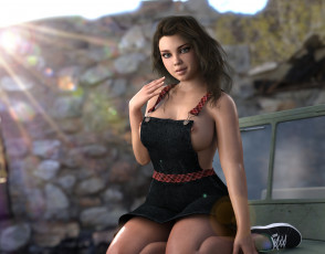 Картинка 3д+графика люди+ people взгляд фон девушка