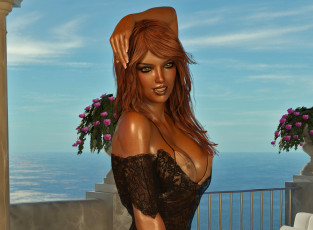 Картинка 3д+графика люди+ people девушка фон взгляд