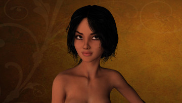 Картинка 3д+графика портрет+ portraits фон девушка взгляд