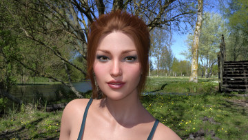 Картинка 3д+графика портрет+ portraits взгляд фон девушка