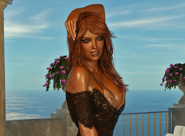 Обои картинки фото 3д графика, люди , people, девушка, фон, взгляд